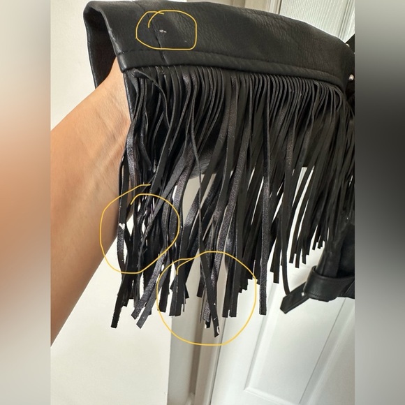 Vigoss Black Leather Jacket with Studs and Fringe - Picture 14 of 16